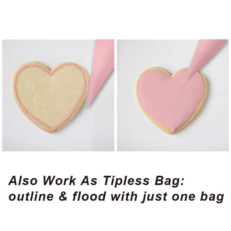 Weetiee Pastry Bag - 100 Pieces 16 Inch [Extra Thick] Disposable Piping Bags Set with 8 decorating tips, 1 coupler and 3 Bag Ties for Cake Decorating Royal Frosting - Image 4